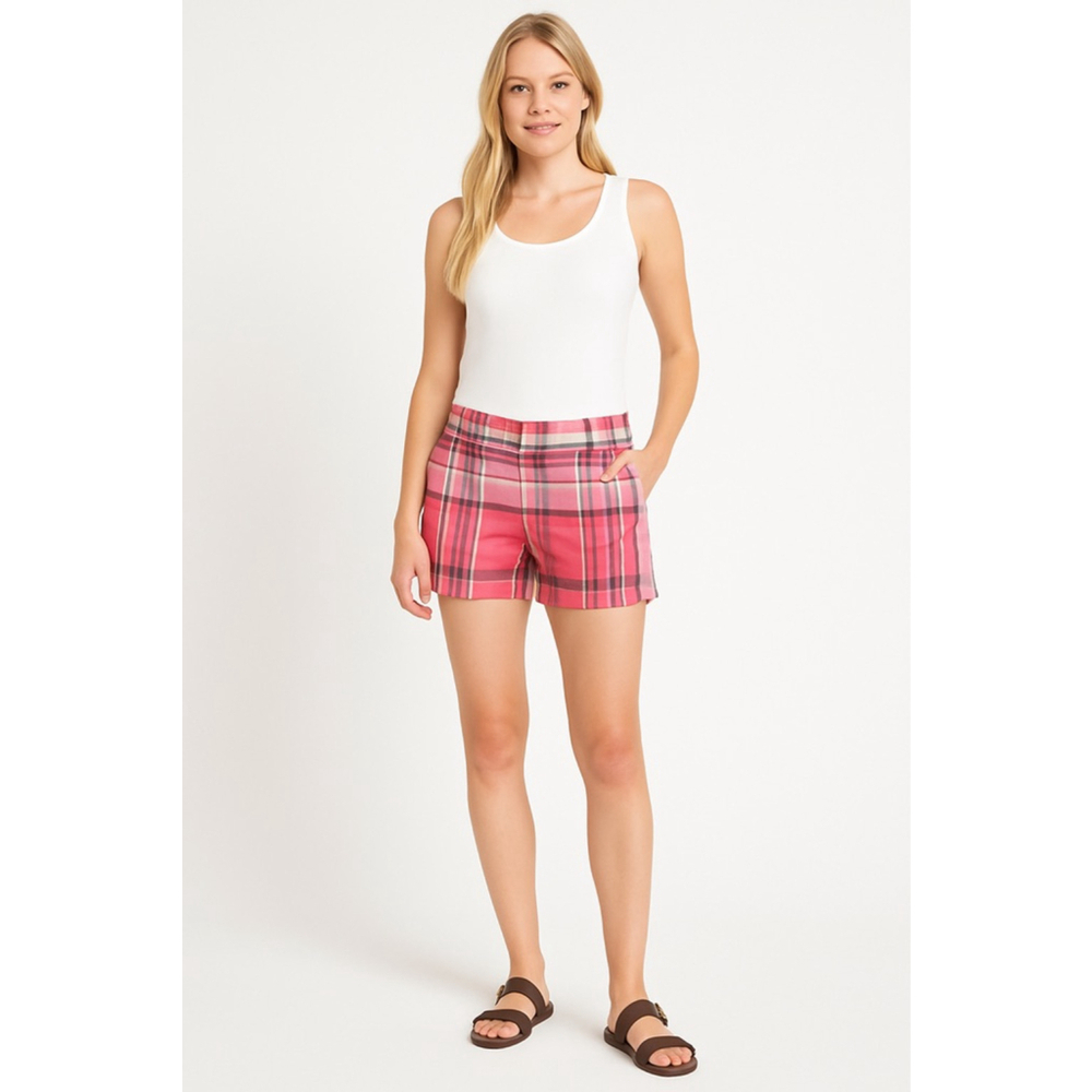 J.Crew Women's Pink Plaid Cotton Shorts Size 4